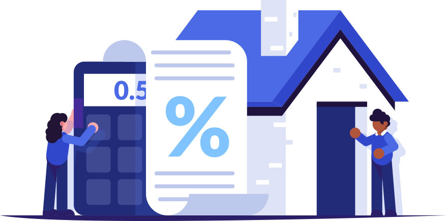 Two people looking at mortgage score