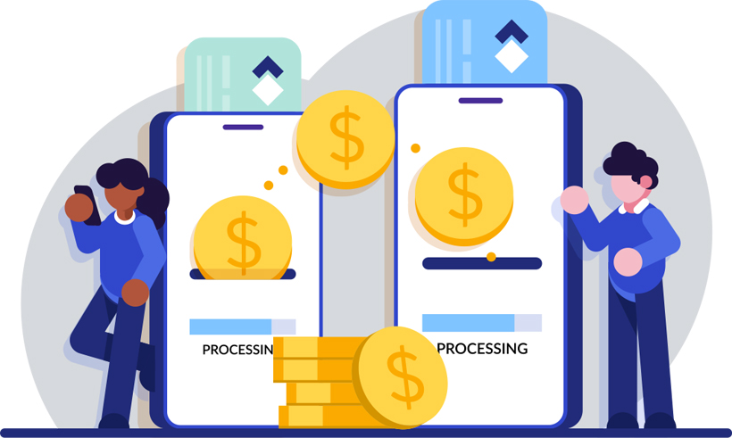 Two people managing money